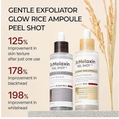 Dr.Melaxin White & Black Rice Ampoule Exfoliating Essence Long-lasting Moisturizing Serum Hydrating Oil Control Gentle Skin Care